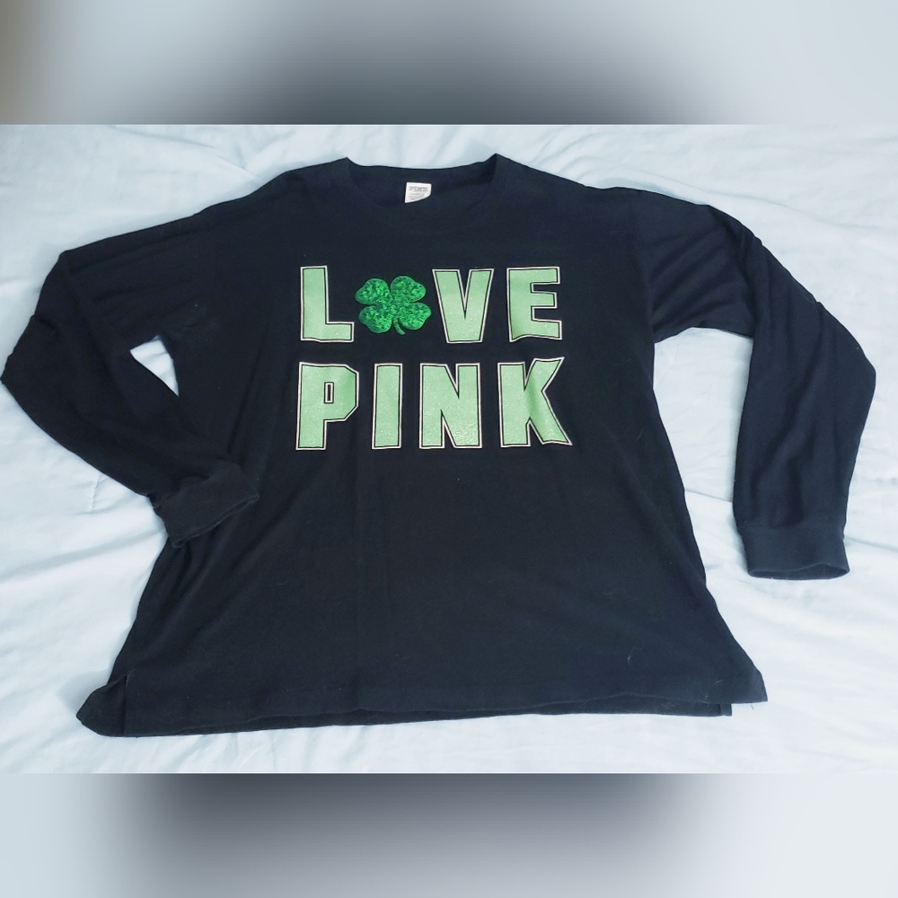 Vs Pink St Patrick's Day Bling Campus Long Sleeve Size XL